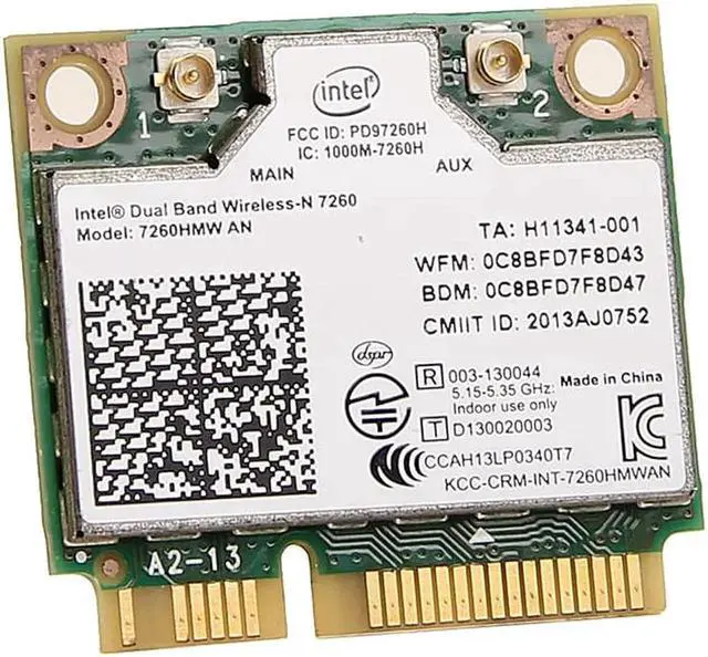 Alt view image 5 of 5 - Dual band For Intel Wireless-N 7260 7260HMW AN Half Mini Pci-e 300Mbps Wireless Wifi + Bluetooth 4.0 Notebook Wlan card