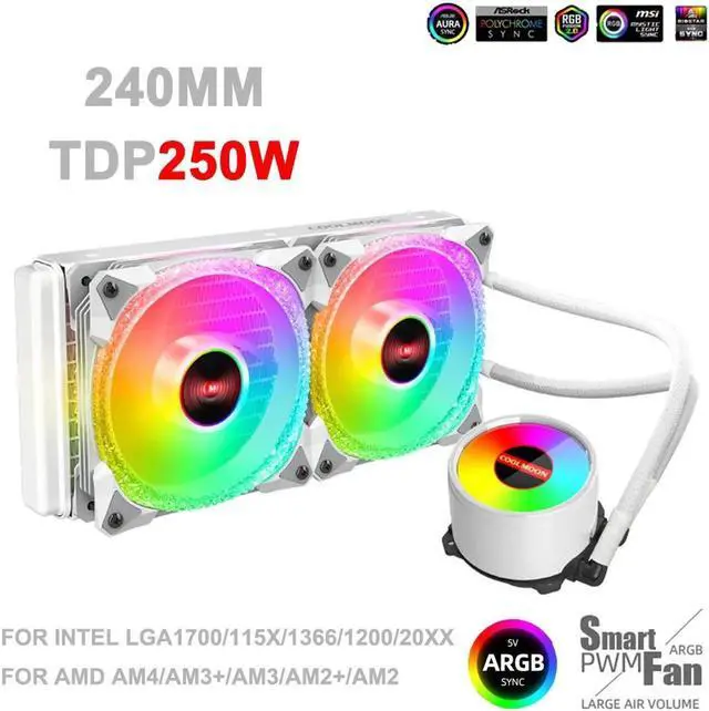 Main image of 5V 3Pin ARGB Water Cooling for LGA1700/115X/2011/AM4 240mm Diamond Style AIO CPU Cooler Liquid Ventilador PWM Radiator