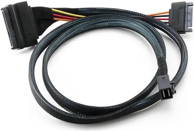 Main image of Mini SAS SFF 8643 to U.2 SFF-8639 Cable with 15 Pin Female SATA Connector SSD Power Cable Wire 12Gb/S 1.64ft