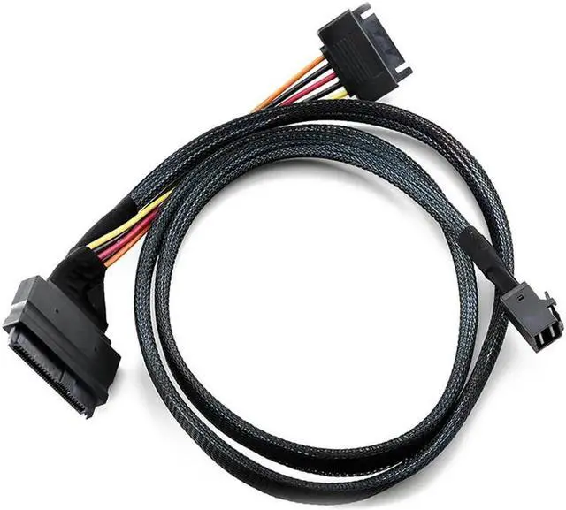 Alt view image 2 of 7 - Mini SAS SFF 8643 to U.2 SFF-8639 Cable with 15 Pin Female SATA Connector SSD Power Cable Wire 12Gb/S 1.64ft