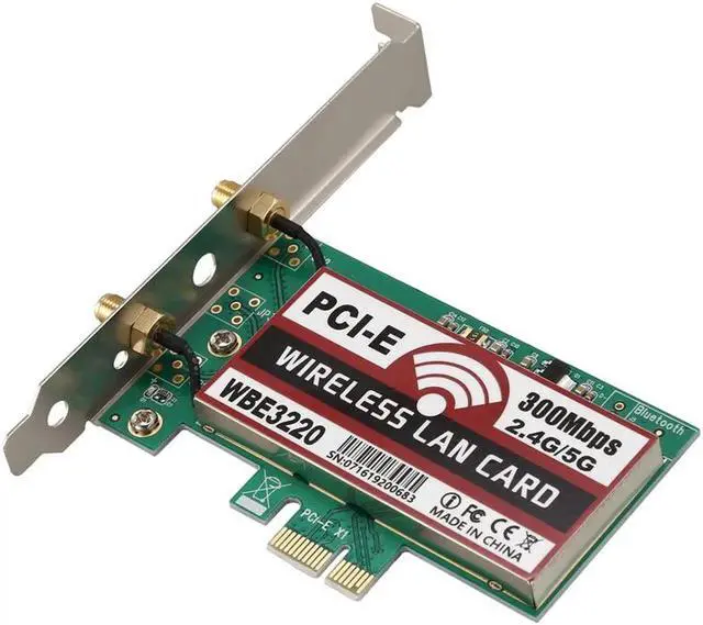 Alt view image 6 of 7 - 2 Antenna network card 4G/5G 300Mbps PCI-E X1 WiFi Wireless Card Adapter Chipset for BCM4322 WBE3220
