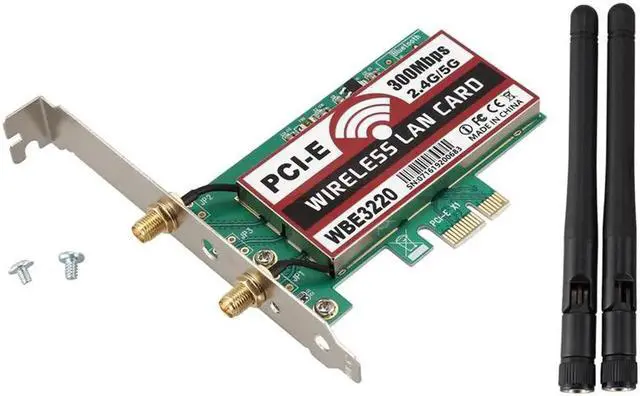 Main image of 2 Antenna network card 4G/5G 300Mbps PCI-E X1 WiFi Wireless Card Adapter Chipset for BCM4322 WBE3220