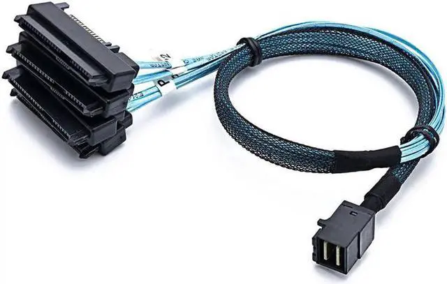Main image of SAS SATA Cables SFF-8643 To 4 SFF-8482 Internal Mini SAS HD to 4 29pin SFF-8482 connector with SAS 15pin Power Port 12GB/S Cable