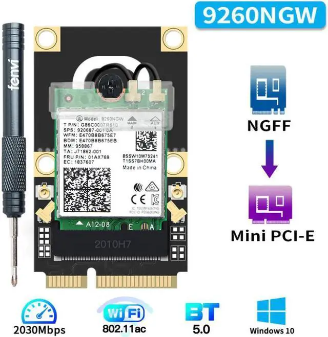 Main image of M.2 To Mini PCI-E Wi-Fi Adapter 9260NGW Wireless Bluetooth Wifi Card 2030M WI-FI 5