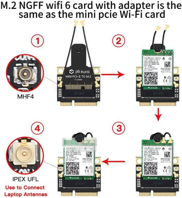 Alt view image 2 of 5 - M.2 To Mini PCI-E Wi-Fi Adapter 9260NGW Wireless Bluetooth Wifi Card 2030M WI-FI 5