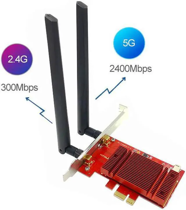 Alt view image 5 of 6 - 2973Mbps WiFi6 PCI Express Bluetooth 5.1 Adapter Dual Band 2.4G/5GHz 802.11ac/ax Intel AX200 PCIe Wireless Network Card