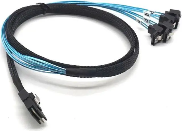 Alt view image 5 of 7 - Hard Disk Splitter Cable Mini SAS SFF-8087 to 4 SATA 90 Degree Splitter Breakout Cable Conversion Adapter Cable