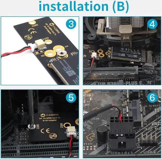 Alt view image 6 of 7 - Wireless BCM94360CS2 PCIE BT2 12+6 Pin Bluetooth WiFi Card Module to M.2 NGFF Key B+M Adapter for Mac OS