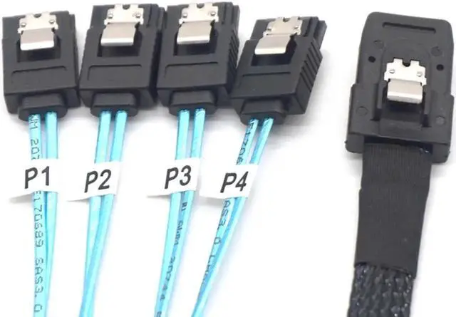 Alt view image 7 of 7 - SAS SATA Cable Mini-SAS SFF-8087 to 4 SATA Cable Mini SAS 4i SFF8087 36P To 4 SATA 7P Cable