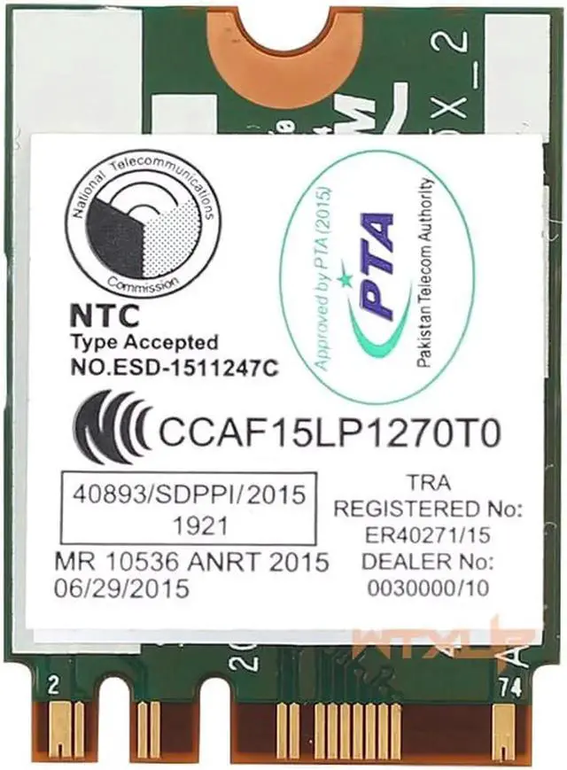 Alt view image 4 of 5 - DW1820A BCM94350ZAE BCM94356ZE 802.11ac BT4.1 867Mbps wifi Adapter BCM94350 M.2 NGFF WiFi Wireless Card better than BCM94352Z