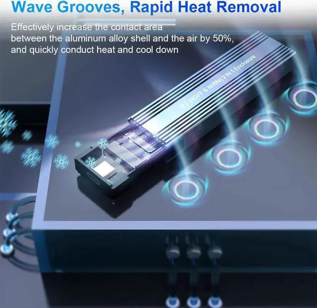 Alt view image 4 of 7 - M.2 to USB 3.1 SSD Case Dual Protocol M.2 NVME PCIe NGFF SATA M2 SSD Adapter for 2230 2242 2260 2280 NVMe/SATA M.2 SSD RTL9210B