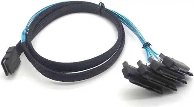 Alt view image 2 of 6 - SAS SATA Cable Internal Mini SAS 36pin SFF-8087 to (4) 29pin+15Pin SFF-8482 connectors with SATA Power