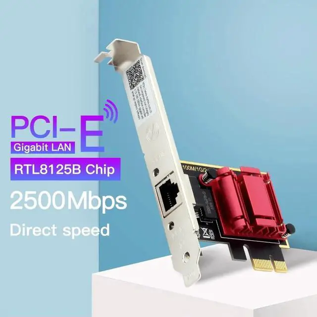 Main image of 2.5G PCI-E To RJ45 Network Card Adapter RTL8125 Chipset Gigabit Ethernet PCI Express Network Card 10/100/2500Mbps For Win7/10/11