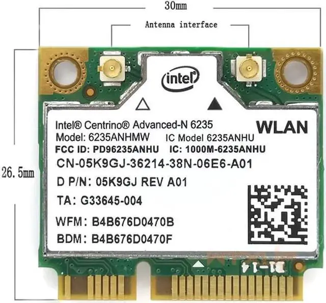 Alt view image 4 of 4 - wireless Lan Card for Intel Centrino Advanced-N 6235 6235ANHMW 6235AN Bluetooth 4.0 Mini PCI-E 2.4G/5Ghz Wlan+BT 4.0 Card