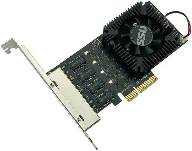 Alt view image 3 of 6 - 2.5Gb Ethernet PCIE 4 Port Network Card Adapter 2.5Gbps PCI Express X4 RTL8125B Chip RJ45 2500Mbps LAN Card with Cooling Fan
