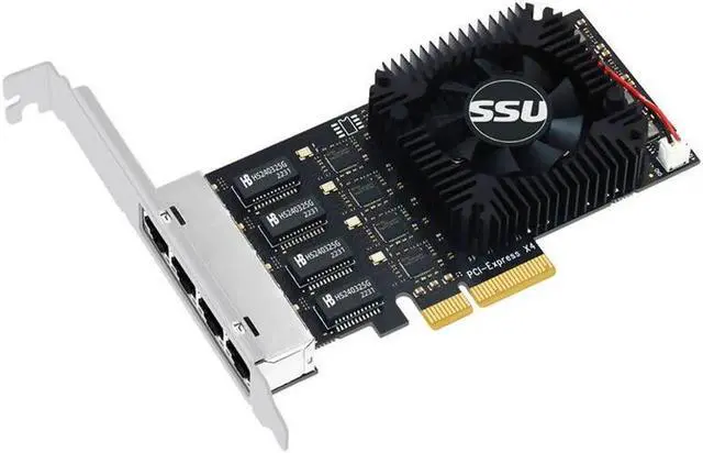 Main image of 2.5Gb Ethernet PCIE 4 Port Network Card Adapter 2.5Gbps PCI Express X4 RTL8125B Chip RJ45 2500Mbps LAN Card with Cooling Fan