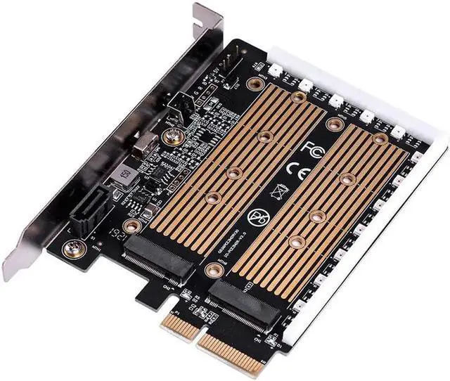 Alt view image 6 of 6 - PCIE TO NVME MKEY card With 5V RGB LED PCIE to M2 NVME SSD Adapter PCI Express x4 Card B Key and M Key Port