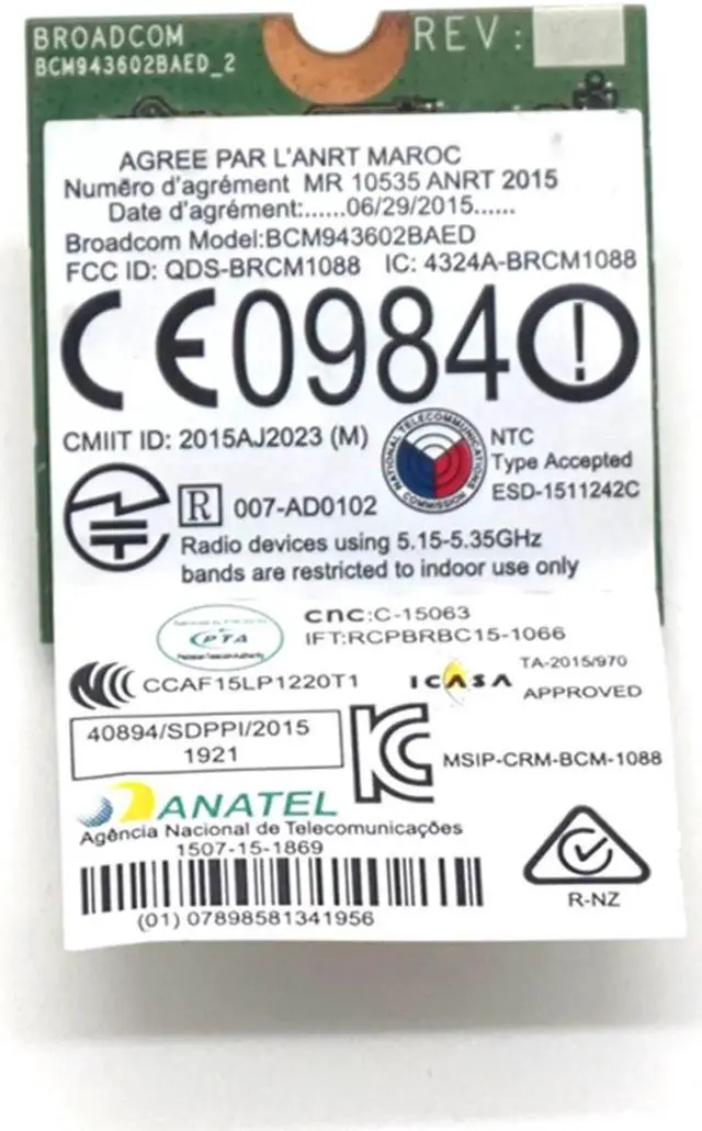 Alt view image 5 of 7 - BCM943602BAED DW1830 ac NGFF 1300Mbps BT4.1 0HHKJD WiFi Wireless Network Card better than BCM94352Z DW1560 support mac os