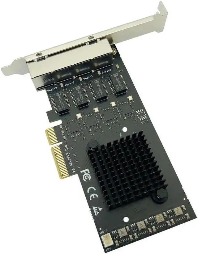 Alt view image 3 of 6 - PCI Express Network Card Adapter 4 Port 2500Mbps Gigabit 10/100/1000Mbps RTL8125B RJ45 Wired Computer PCIE PCI-E 2.5G LAN Dongle
