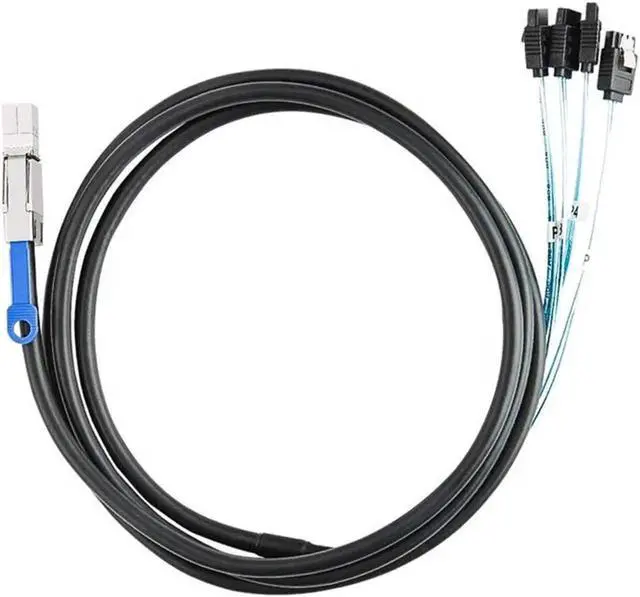 Alt view image 2 of 7 - Mini SAS HD SFF 8644 To SATA Cable 180 degree 4 port 7Pin, Mini SAS HD SFF-8644 to 4 SATA 7pin 12GB for Hard Disk Data Server