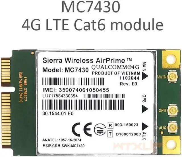 Main image of MC7430 4G Module FDD-TDD LTE CAT6 HSPA+ GNSS WWAN Card USB 3.0 MBIM interface PCIe mini 4G Card