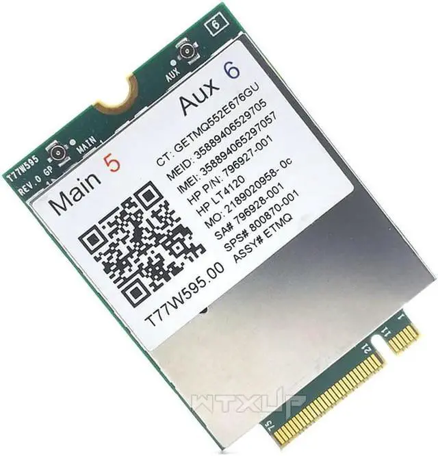 Alt view image 3 of 3 - 4G Module LT4120 LTE T77W595 150Mbps WWAN M.2 4G Modem + 2 antenna for HP Probook/EliteBook 840 850 820 745 G3