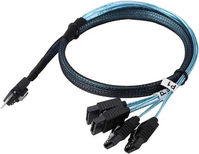 Alt view image 6 of 6 - MINI SAS 38P SFF-8654 to 4 X SATA Server Data Transmission Cable 12Gbps Connecting Line for Hard Disk Computer Host