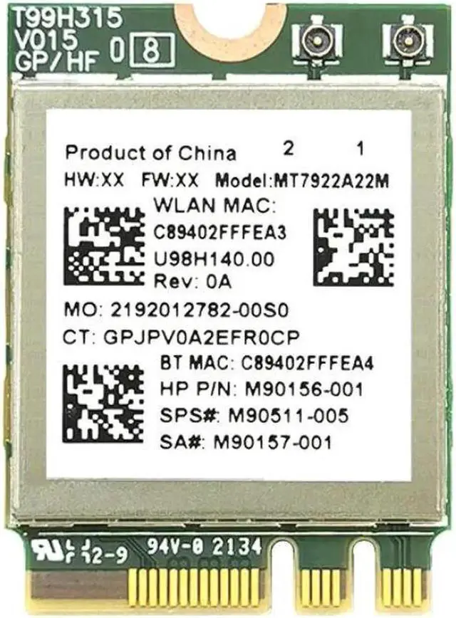 Alt view image 3 of 3 - WiFi6E MT7922 MT7922A22M 2400Mbps Wifi Card 2.4/5/6G Bluetooth 5.2 BT5.2 Wireless Adapter Wireless Card 2400M M.2 NGFF