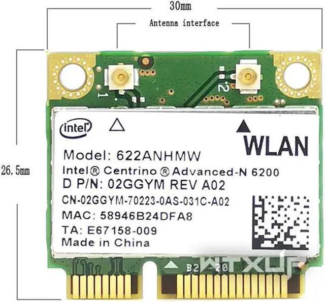 Alt view image 3 of 4 - 622ANHMW Dual Band 2.4G 5G Mini PCI-E 300Mbps Wireless wifi Adapter For Intel 6200 card
