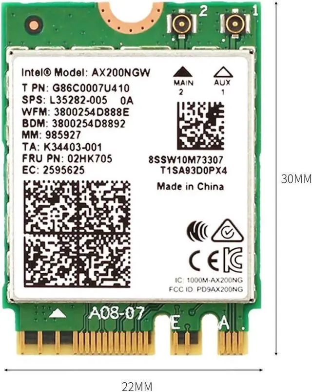 Alt view image 2 of 7 - WiFi 6 Dual Band 3000Mbps Wireless Card For Intel AX200 M.2 Bluetooth 5.2 2.4G/5Ghz 802.11ac/ax AX200NGW Wi-fi Adapter Antenna