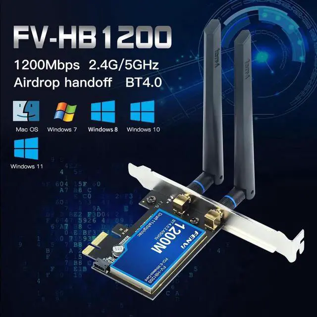 Alt view image 6 of 7 - Desktop Dual Band 2.4G/5Ghz 802.11ac Wireless-AC WiFi Card Bluetooth 4.0 PCI-E Adapter For Mac/Hackintosh/Windows