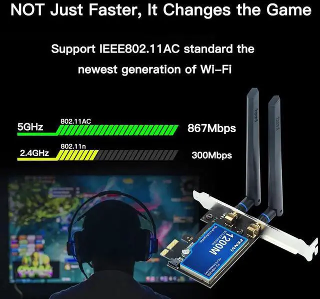 Alt view image 7 of 7 - Desktop Dual Band 2.4G/5Ghz 802.11ac Wireless-AC WiFi Card Bluetooth 4.0 PCI-E Adapter For Mac/Hackintosh/Windows