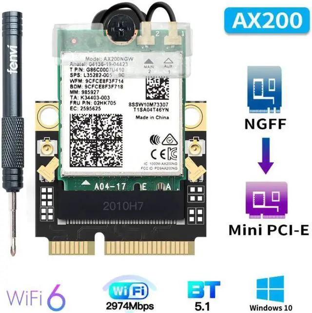 Main image of 2974Mbps Wi-Fi 6 For Intel AX200 M.2 to Mini PCI-E Wifi Card Wireless Bluetooth 5.1 AX200NGW 2.4G/5Ghz 802.11ax Network Adapter