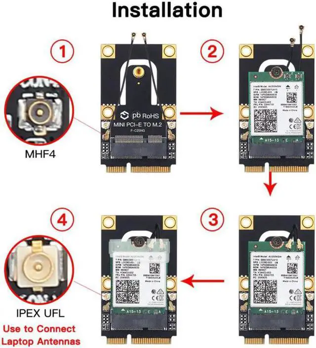 Alt view image 5 of 7 - 2974Mbps Wi-Fi 6 For Intel AX200 M.2 to Mini PCI-E Wifi Card Wireless Bluetooth 5.1 AX200NGW 2.4G/5Ghz 802.11ax Network Adapter