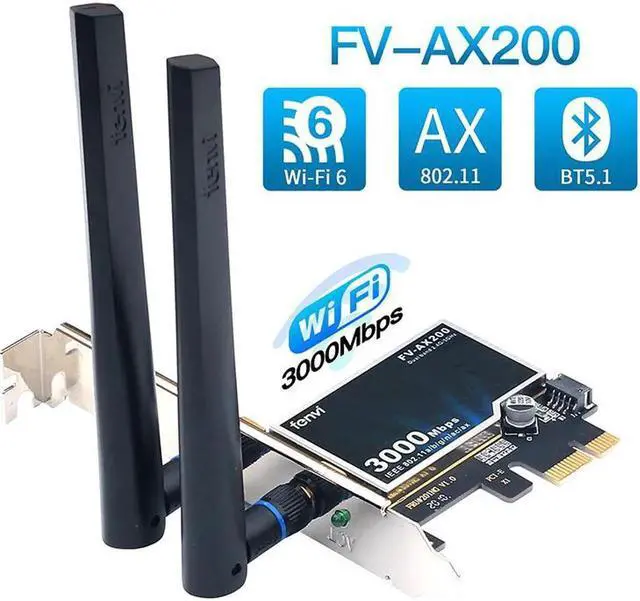 Main image of WiFi 6 Dual Band 3000Mbps AX200 PCIE Wireless WiFi Card MU-MIMO OFDMA with Bluetooth 5.1 Ultra-Low Latency