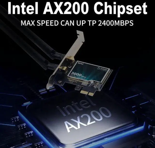 Alt view image 2 of 7 - WiFi 6 Dual Band 3000Mbps AX200 PCIE Wireless WiFi Card MU-MIMO OFDMA with Bluetooth 5.1 Ultra-Low Latency