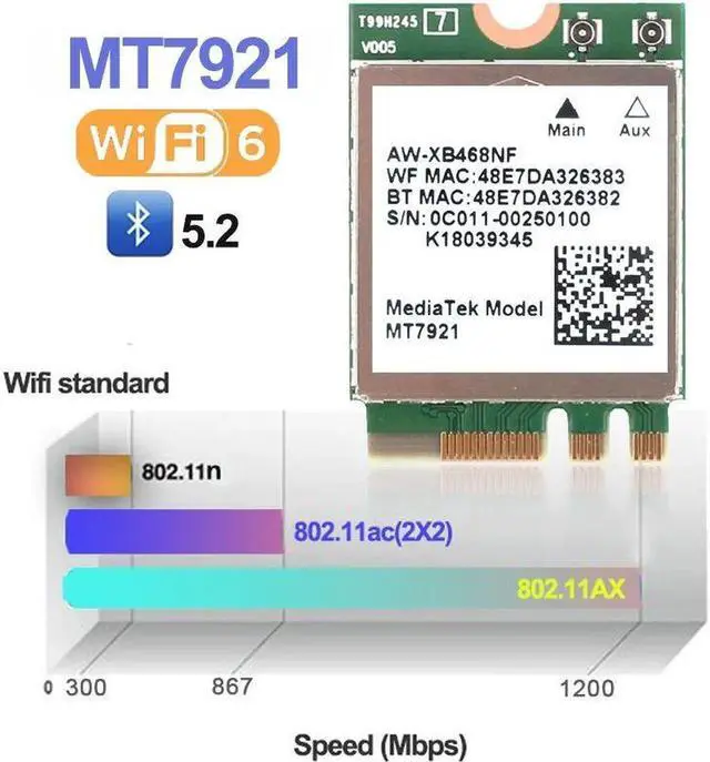 Alt view image 4 of 5 - Wi-Fi 6 MediaTek MT7921k MT7921 1800M Bluetooth 5.2 desktop / notebook wireless wifi network card supports windows10 / 11
