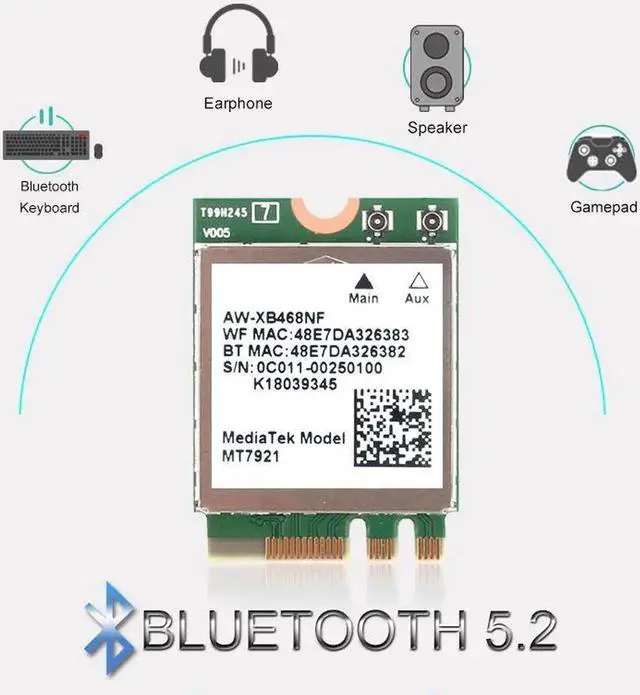 Alt view image 2 of 5 - Wi-Fi 6 MediaTek MT7921k MT7921 1800M Bluetooth 5.2 desktop / notebook wireless wifi network card supports windows10 / 11