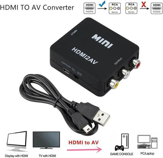 Alt view image 6 of 7 - 1080p HDMI to AV Video Converter Box AV2HDMI RCA AV HDMI CVBS to HDMI Adapter for HDTV TV PS3 PS4 PC DVD Xbox Projector