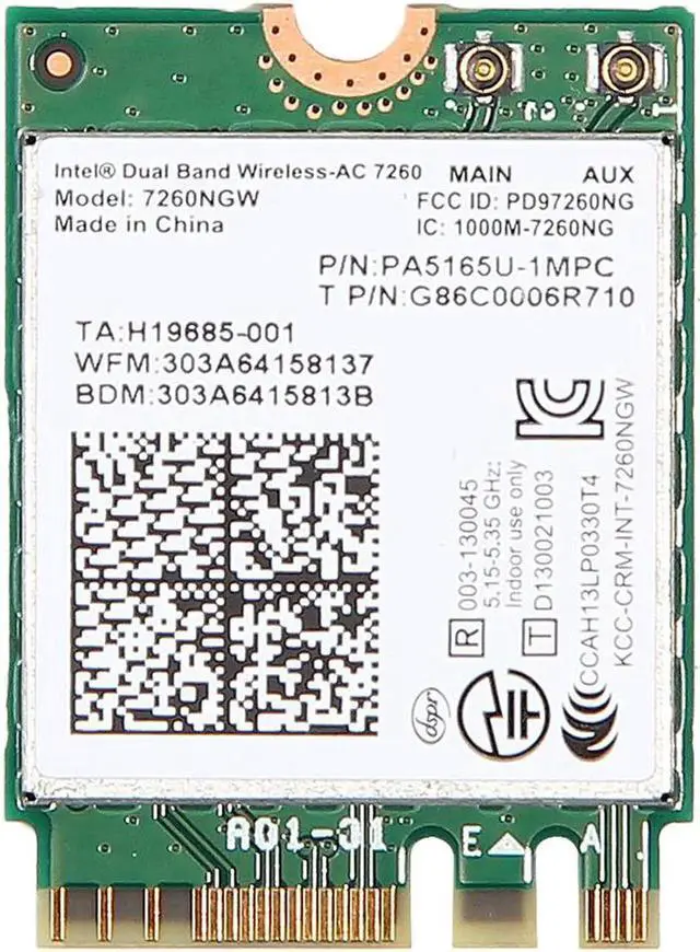 Main image of Dual band AC1200 Wlan For Intel 7260NGW Wireless-AC 7260 M.2 NGFF 2.4G/5Ghz 802.11ac 2x2 Wifi Bluetooth 4.0 Network Mini Card