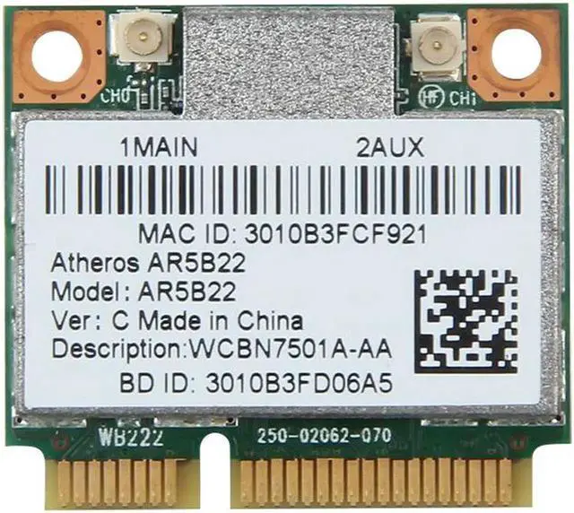 Main image of Dual band 300Mbps Wifi AR5B22 Wireless 802.11bgn Half Mini PCI-E WLAN 2.4G/5Ghz Wi-Fi + Bluetooth 4.0 COMBO Lan Network card