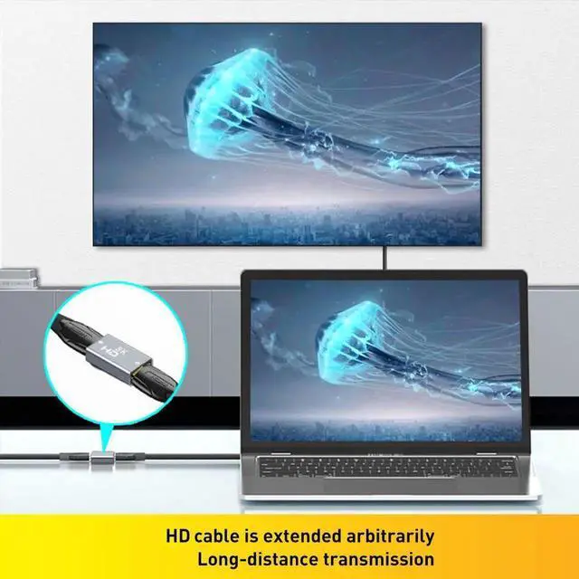Alt view image 6 of 7 - Converter Extender HDMI-Compatible Cable Cord Extension Adapter 8K@60Hz HDMI-Compatible Female to Female for PC TV Projector