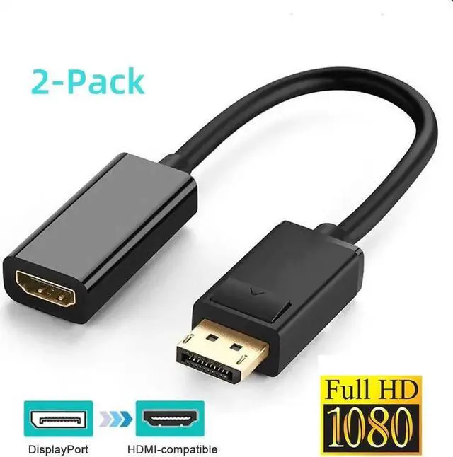 Main image of 2pcs 4K DisplayPort to HDMI-compatible Adapter Male DP to Female HDMI-Compatible Cable Converter Video Audio For HDTV PC Projector Grey