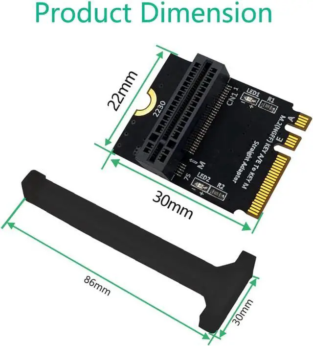 Alt view image 3 of 7 - M.2 NVME Adapter SSD PCIE M2 NGFF Key M to M.2 Key A/E Adapter Vertical Installation for 2280 M2 NVME SSD Riser Card