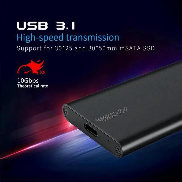 Alt view image 5 of 7 - mSATA to USB 3.1 Type-c SSD Case Aluminum 10Gbps SSD Portable Hard Disk Box 3*3/3*5 mSATA Laptop Solid State Disk Enclosure