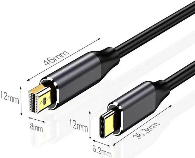 Alt view image 7 of 7 - Type-C to Mini DP Displayport Cable USB 3.1 Type-C to Mini DP 4K 60Hz Thunderbolt 3 Adapter Converter 5.9ft