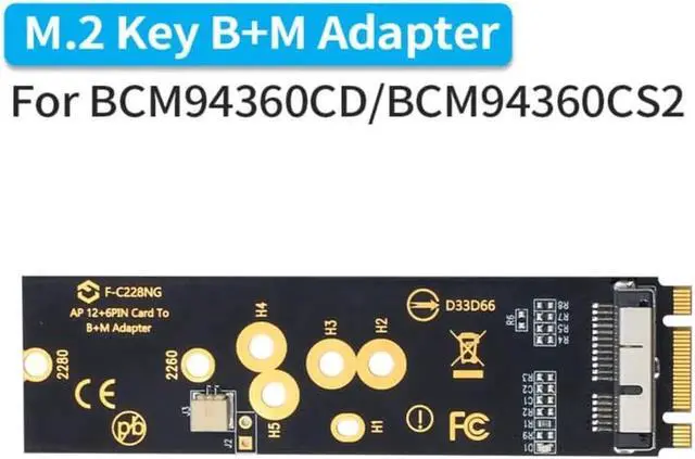 Main image of PCIEBT2 12+6 Pin Bluetooth WiFi Card Module to M.2 NGFF Key B+M Adapter for Mac OS For BCM94360CD BCM94360CS2
