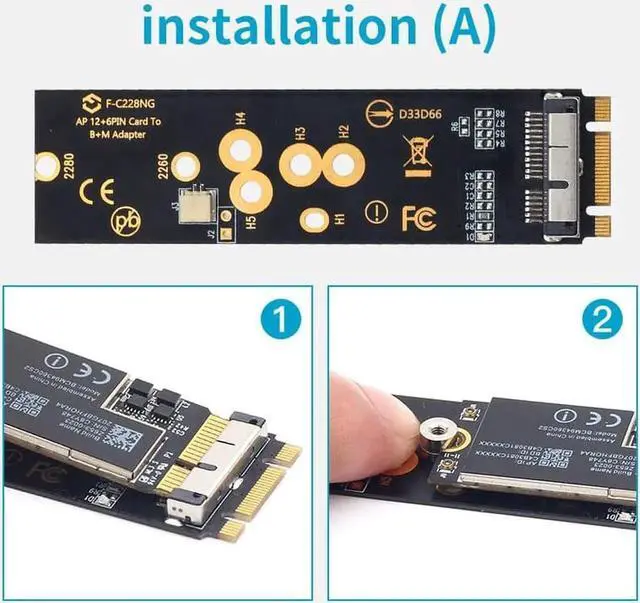 Alt view image 5 of 6 - PCIEBT2 12+6 Pin Bluetooth WiFi Card Module to M.2 NGFF Key B+M Adapter for Mac OS For BCM94360CD BCM94360CS2