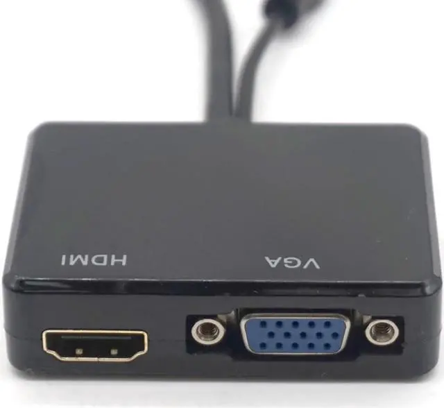Alt view image 5 of 6 - HDMI to VGA & HDMI Female Splitter with Audio Video Cable Converter Adapter For HDTV PC Monitor