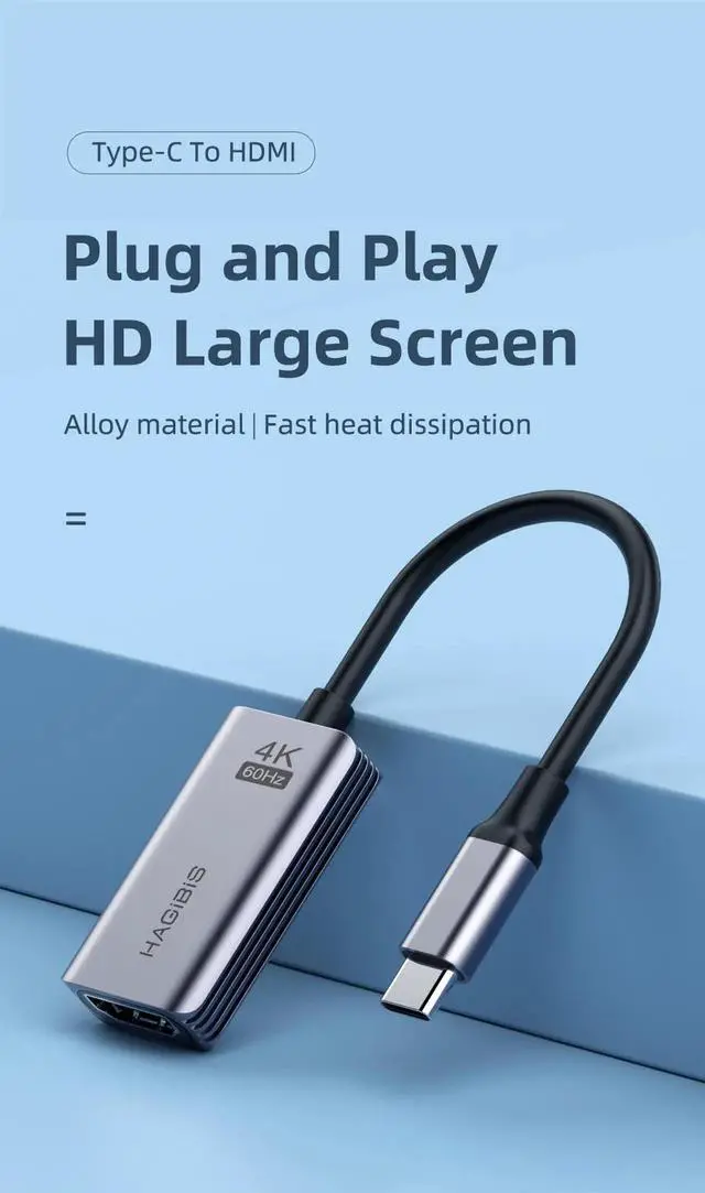 Alt view image 5 of 6 - USB C to HDMI Adapter 4K 60Hz/30Hz Cable Type C HDMI for MacBook Pro Air iPad Pro Pixelbook XPS Galaxy Thunderbolt 3
